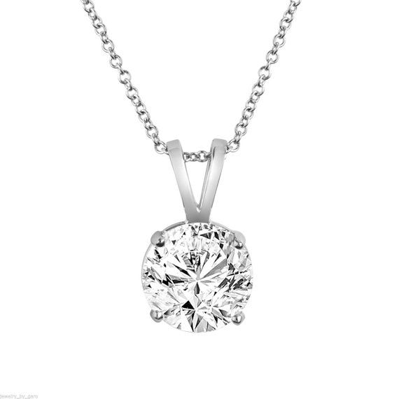 Natural Diamond Solitaire Pendant Necklace 0.65 Carat 14K White Gold handmade Dazzling Formal Necklaces, Vvs Clarity Solitaire Pendant Necklace For Formal Occasions, Formal Fine Jewelry Necklace With Prong Setting, Formal Fine Jewelry Necklaces With Prong Setting, Dazzling Formal Necklace, Solitaire Necklace With 17 Jewels And Round Cut, Formal Solitaire Pendant Necklace With Diamond Cut, Formal Diamond White Necklace With Round Cut, Formal Diamond White Round Cut Necklace