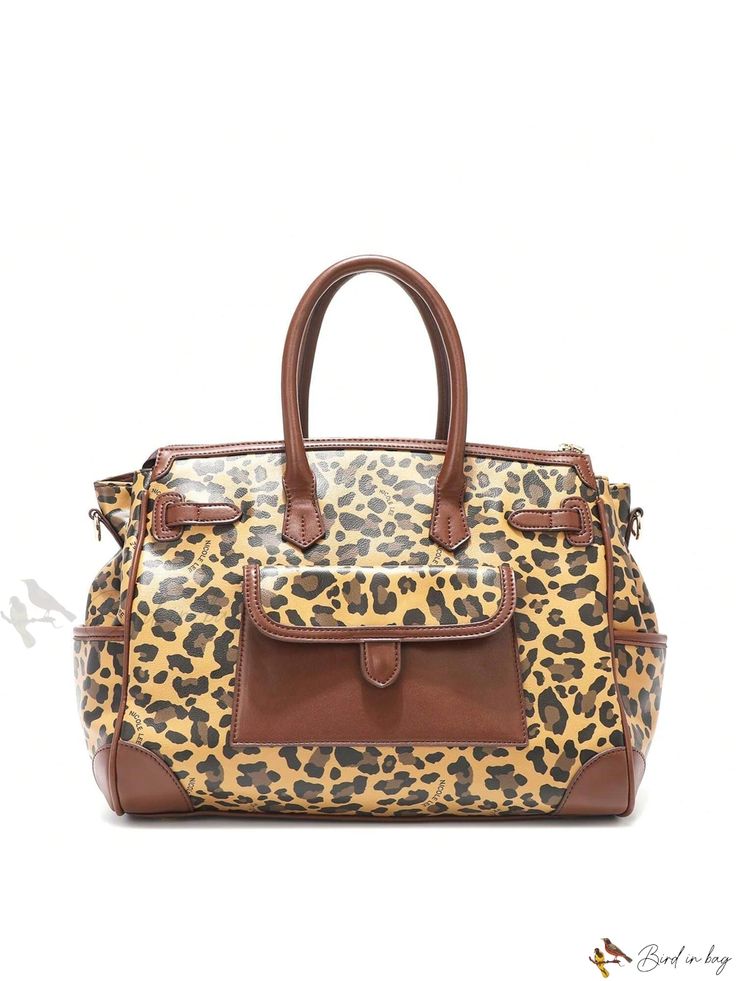 Bird in Bag - Nicole Lee Lola Medium Satchel: Elegant Womens PU Leather Shoulder Bag with Leopard Print, Versatile Design and Multiple Pockets, Includes Optional Crossbody Strap Leopard Print Tote Travel Bag, Leopard Print Travel Bag With Large Capacity, Leopard Print Travel Tote Bag, Leopard Print Large Capacity Travel Bag, Large Capacity Leopard Print Travel Bag, Travel Leopard Print Shoulder Bag, Leopard Print Satchel Travel Bag, Leopard Print Satchel For Travel, Leopard Print Travel Satchel Shoulder Bag