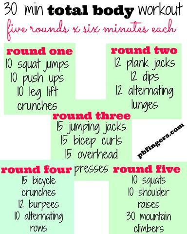 the 30 minute total body workout for women is shown in pink and green with instructions