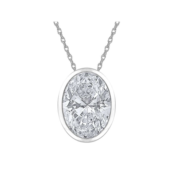 Elegance abounds with this Diamond Medley 14k White Gold 1 Carat T.W. lab-grown diamond solitaire pendant necklace. Click on this JEWELRY & WATCHES GUIDE to learn about fit, styles, materials and more! Elegance abounds with this Diamond Medley 14k White Gold 1 Carat T.W. lab-grown diamond solitaire pendant necklace. Click on this JEWELRY & WATCHES GUIDE to learn about fit, styles, materials and more! BENEFITS OF LAB-GROWN DIAMONDS Offer essentially the same physical, chemical and optical propert Timeless White Gold Oval Pendant Diamond Necklace, Classic Sterling Silver Diamond Necklace With Oval Pendant, Silver Classic Solitaire Necklace With Oval Pendant, Classic Silver Solitaire Necklace With Oval Pendant, Timeless Silver Oval Solitaire Necklace, White Gold Solitaire Necklace With Oval Diamond Pendant, White Gold Oval Pendant Diamond Necklace With Prong Setting, Silver Solitaire Necklace For Formal Events, Fine Jewelry Silver Solitaire Necklace For Formal Occasions