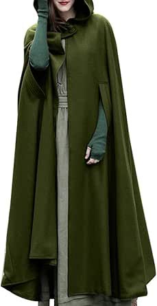 Versear Women Hooded Long Cloak Cape Open Front Poncho Coat Halloween Costume Cosplay Outerwear Jacket Cloak Green Cloak, Mantel Cape, Long Cloak, Winter Cloak, Winter Costume, Poncho Coat Cape, Poncho Coat, Sleeveless Coat, Textil Design