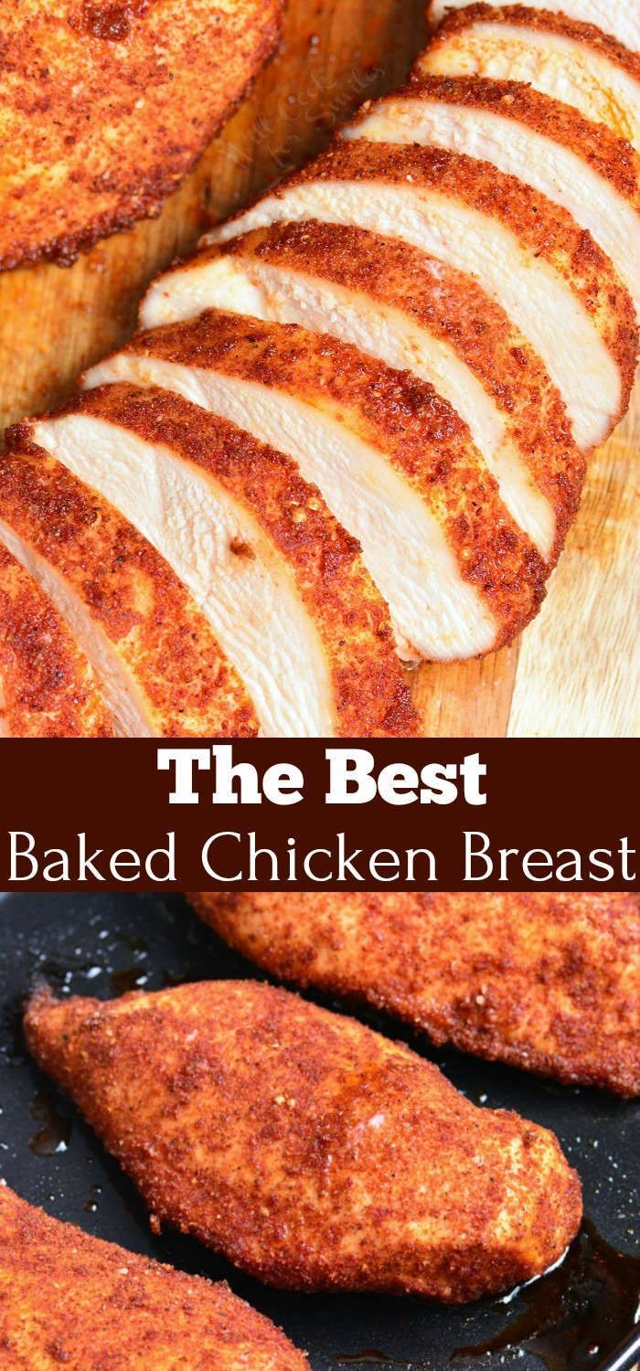 the best baked chicken breast recipe is in this photo and it's ready to be eaten