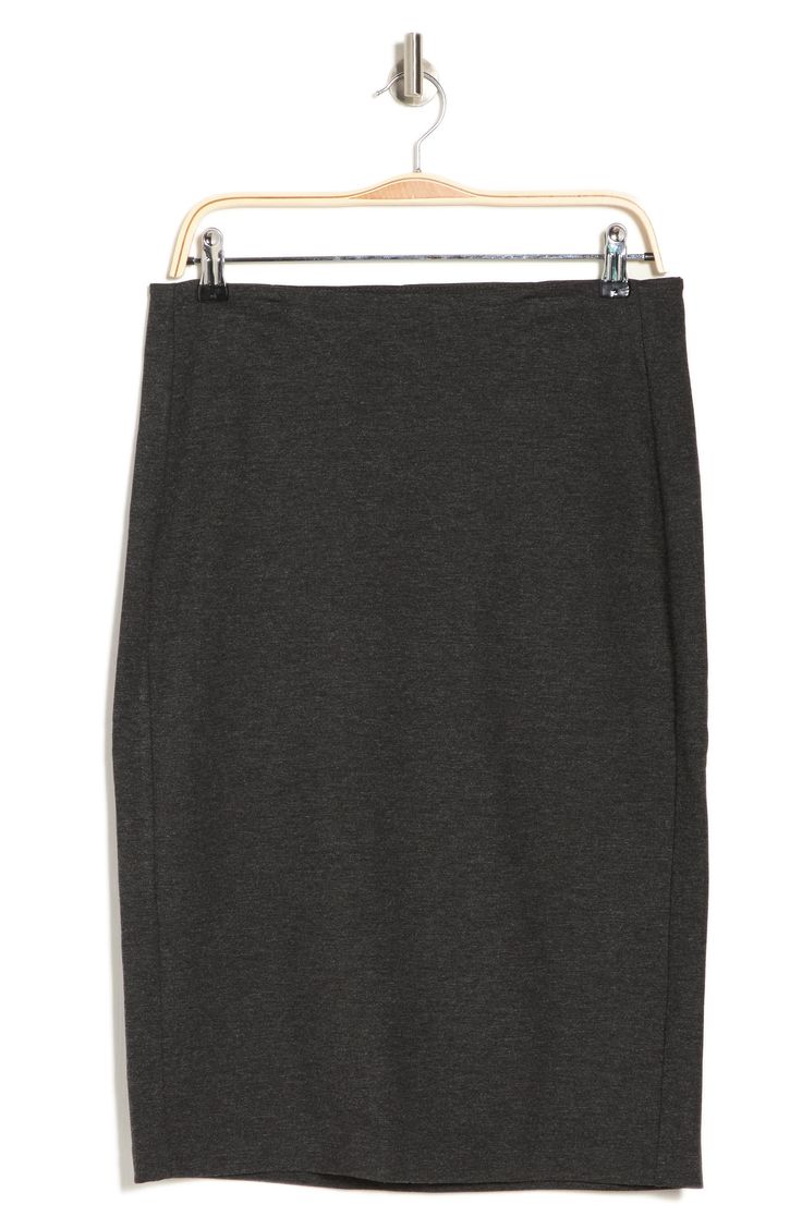 This solid pencil skirt is a work staple. 25" length (size S) Solid Pencil shape Pull-on 67% rayon, 28% nylon, 5% spandex Machine wash cold Tumble dry low Imported Model stats: 5'10", 32" bust, 25" waist, 36" hip. Model is wearing size S. Gray Pencil Skirt Bottoms For Office, Casual Bodycon Skirt For Work, Stretch Cotton Mini Skirt For Work, Gray Pencil Skirt For Workwear, Business Casual Knee-length Pencil Skirt, Gray Pencil Skirt For Work, Casual Bodycon Knee-length Pencil Skirt, Fall Workwear Stretch Pencil Skirt, Gray Stretch Skirt For Work