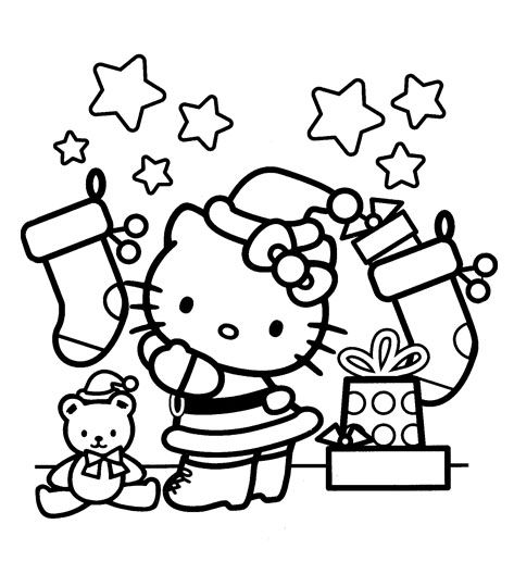 a hello kitty christmas card with presents