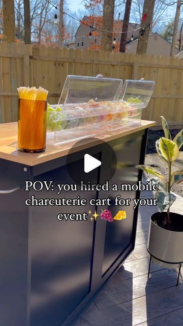 an outdoor bar with food on it and the words pov you liked a mobile charlotte cart for your event