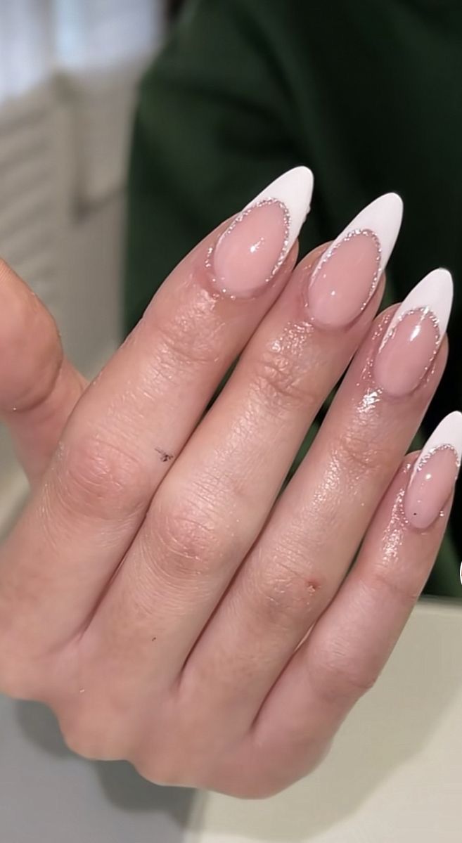 Hoco Nails, Formal Nails, French Tip Acrylic Nails, Classy Acrylic Nails, Classic Nails, Almond Acrylic Nails, Soft Nails, Pretty Acrylic Nails, Nails Inspo