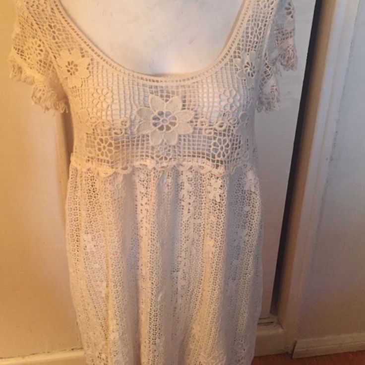 Cream Crochet Dress Nwot Absolutely Darling Details Perfect For Summer Beach Days Or Nights Like New Condition Only Worn Once! Ships Fast! From A Smoke Free Home Spring Crochet Lace Dress For Beach Cover-up, Casual Lace Dress For Day Out, Fitted Crochet Sundress With Lace Trim, Summer Lace Mini Dress With Crochet Trim, Fitted Crochet Dress With Lace Trim For Day Out, Mini Crochet Lace Dress For Spring, Spring Mini Crochet Lace Dress, Lace Crochet Trim Sundress, Lace Crochet Sundress With Crochet Trim