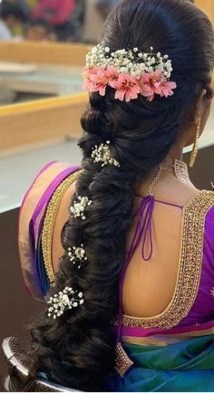 Bridal Messy Braid Indian, Messy Hairstyles For Engagement, Bridal Veni Designs, Flower Veni For Hair Indian, Front Hair Styles For Bride, Hair Styles For Reception On Saree, Messy Hairstyles For Long Hair Wedding, Hair Styles Bridal Indian, Bridal Messy Hairstyles