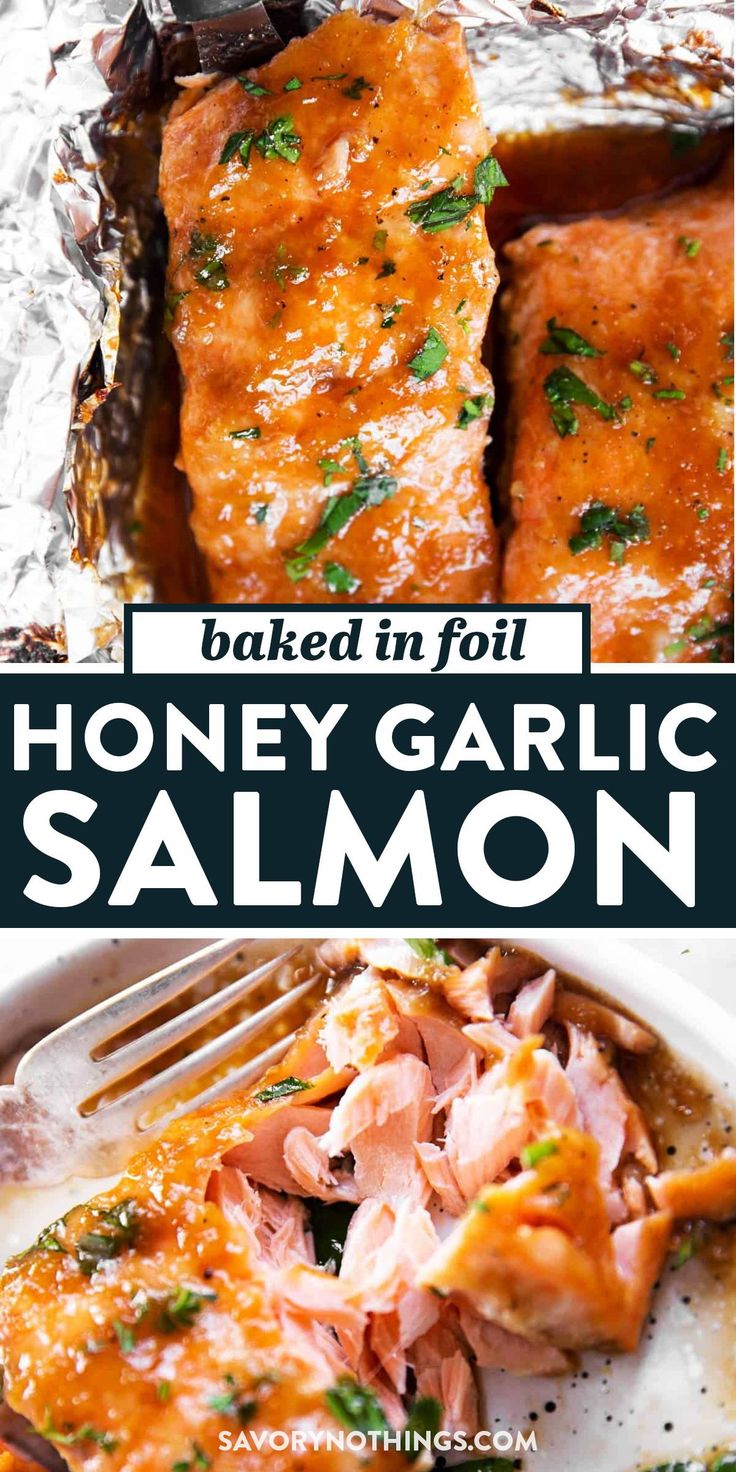 baked in foil, honey garlic salmon is an easy and delicious dinner that's ready to be eaten