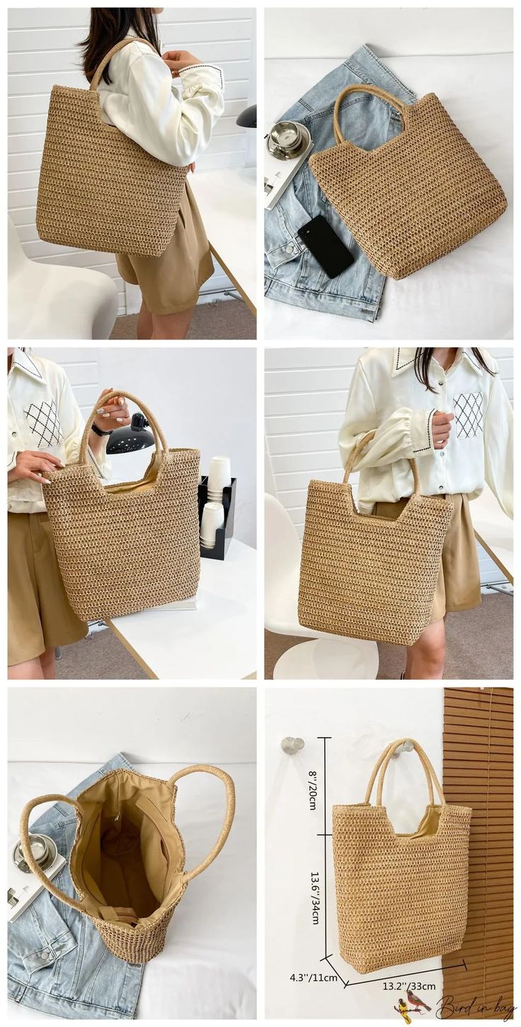 BirdinBag – Stylish Minimalist Straw Bag, Ideal for Summer Beach Travel & Holidays – Bird in Bag Lightweight Crochet Bag For Daily Use, Lightweight Rectangular Crochet Bag For Daily Use, Rectangular Hobo Bag For Daily Use And Beach Season, Trendy Beach Box Bag With Adjustable Strap, Beach Season Rectangular Hobo Bag With Adjustable Strap, Rectangular Summer Bags For Everyday Use, Rectangular Hobo Bag With Adjustable Strap For Beach, Vacation Satchel Bag With Single Handle, Vacation Satchel With Single Handle, Shoulder Bag Shape