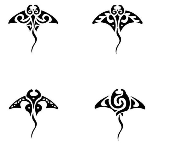 four different types of tattoo designs on white background, each with an ornate design in the middle