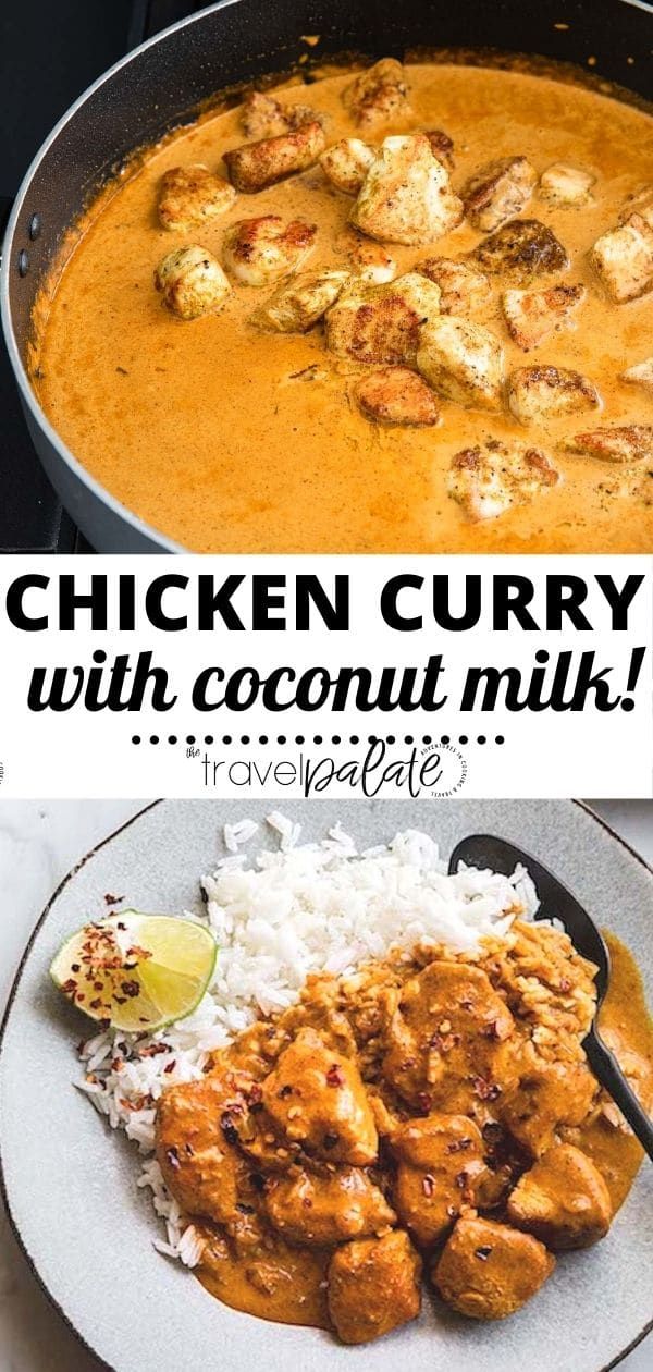 chicken curry with coconut milk and white rice