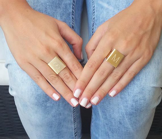 Engraved letter ring Gold initial ring Mothers ring Custom Raining Diamonds, Monogram Rings, Personalized Gold Rings, Gold Initial Ring, Mothers Ring, Letter Ring, Mother Rings, Monogram Ring, Packing Jewelry