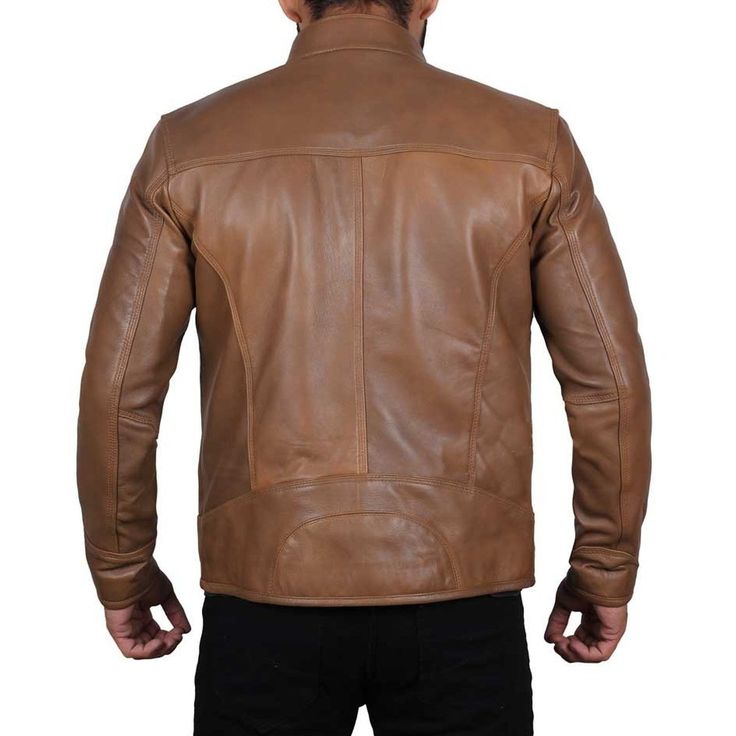 This brown leather jacket is made of premium-quality polished leather, a perfect combination of classic, timeless elegance with a contemporary touch. The style is minimal yet classic, thus focusing on functionality and comprehensibility. Because of the rich brown color, this jacket can be easily paired with various outfits. This brown leather jacket has a zip closure on the front and a snap-button closure on the stand-up collar and cuffs. It also has four outside pockets: two on the chest with z Classic Brown Leather Sport Coat, Classic Vintage Brown Leather Biker Jacket, Classic Cognac Leather Jacket For Winter, Business Brown Leather Sport Coat, Classic Brown Biker Jacket For Business, Modern Fitted Brown Leather Jacket, Classic Cognac Leather Jacket, Classic Vintage Brown Leather Outerwear, Brown Leather Business Blazer