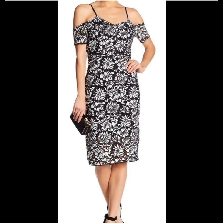 Beautiful Mid Length Lace Floral Sheath Dress. Off The Shoulder With Short Sleeves And Shoulder Straps To Hold In Place. Cold Shoulder New With Tags. Off-shoulder Lace Dress For Summer Evening, Summer Evening Lace Dress, Spring Party Lace Dress Off-shoulder, Spring Off-shoulder Lace Party Dress, Spring Party Off-shoulder Lace Dress, Fitted Off-shoulder Lace Dress For Formal Occasions, Chic Summer Lace Dress For Formal Occasions, Formal Fitted Off-shoulder Lace Dress, Chic Summer Formal Lace Dress