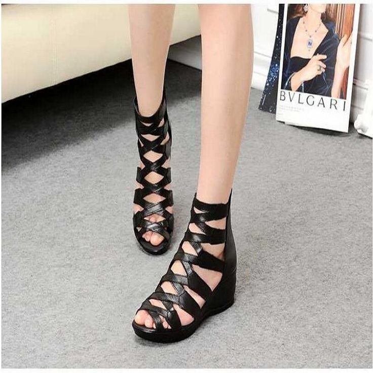 Black Bohemia Sandals – Goth Mall Casual Leather Sandals, Flat Wedges, Womens Gladiator Sandals, Roman Sandals, Shoes Flats Sandals, Fashion Sandals, Casual Sandals, Casual Shoes Women, Gladiator Sandals