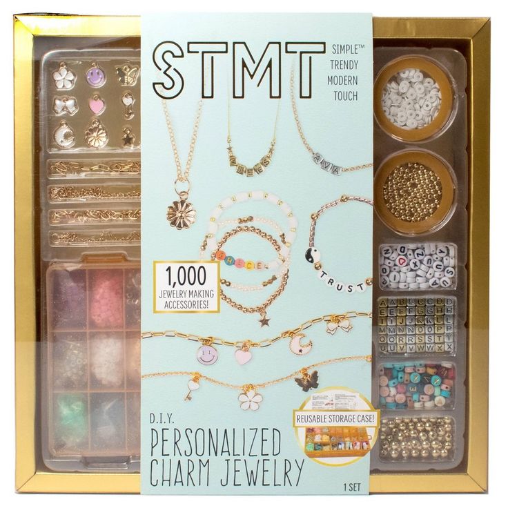 Calling all trendsetters! It’s time to elevate your accessory collection with the STMT D.I.Y. Personalized Charm Jewelry Kit! With 1000 pieces, including premium metal charms, various beads, friendship thread, and high-quality gold chains, this all-in-one kit is your one-stop-shop for creating customized jewelry. From trendy paperclip chain pieces and personalized word wear to classic and beaded friendship bracelets, this kit makes it easy to design professional-grade pieces! Never made jewelry Clay Beads Bracelet, Bracelet Making Kit, Tassel Crafts, Jewelry Kit, Hand Stamped Metal, Metal Stamped Jewelry, Friendship Bracelets With Beads, Buy List, Alphabet Jewelry