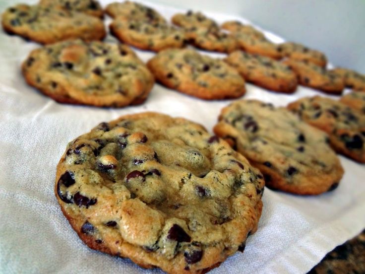 chocolate chip cookies on a white paper towel