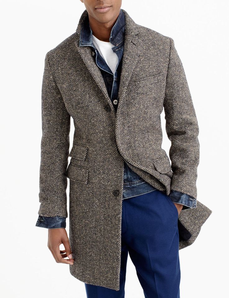 J. Crew: Ludlow Herringbone Tweed Topcoat Mens Tweed Overcoat, Herringbone Overcoat, Herringbone Tweed Jacket, Tweed Overcoat, Tweed Men, Mens Fashion Coat, Mens Fashion Denim, Overcoat Men, Mens Fashion Business Casual