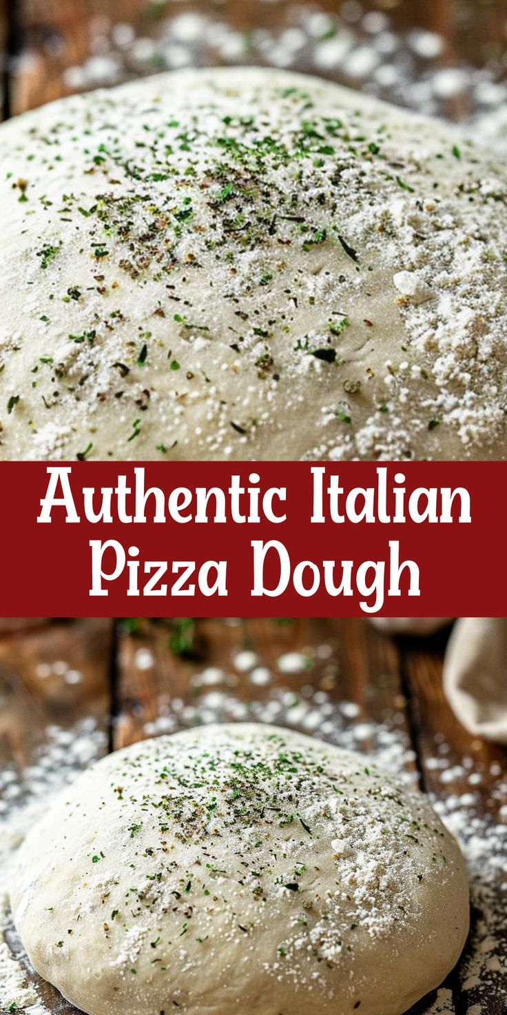 an italian pizza dough is shown on a wooden table with sprinkles and parmesan cheese