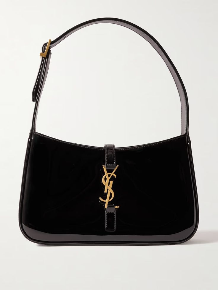 SAINT LAURENT Le 5 à 7 mini patent-leather shoulder bag | NET-A-PORTER Ysl Baguette Bag, Saint Laurent 5 A 7 Bag, Yves Saint Laurent Bag, The Row Bag, Classy Purses, Denim Flats, Saint Laurent Bags, Floral Dresses Short, Yves Saint Laurent Bags