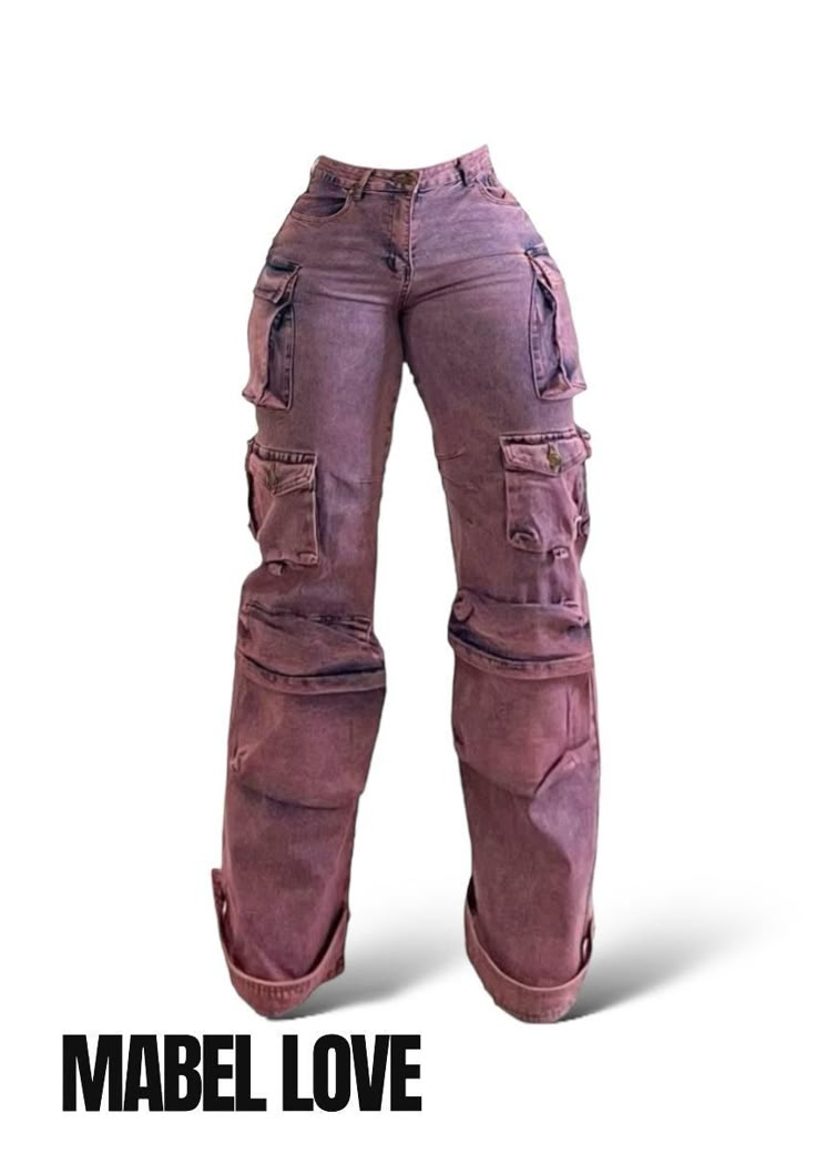 Front details of Vintage-Inspired Purple Acid Wash Cargo Denim Velvet Cargo Pants, Platform Shoes Sandals, Denim Cargo Pants, Baby Tees Y2k, Skirt Y2k, Y2k Baby Tee, Love And Co, Jeans Cargo, Fashion Statements