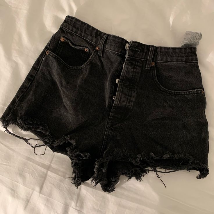 Brand New- Black Denim Shorts Rolled Cuff Jeans, Mom Jeans Shorts, White Denim Shorts, Zara Shorts, Denim Cutoffs, Cut Off Jeans, Mom Shorts, Distressed Denim Shorts, Denim Shorts Women