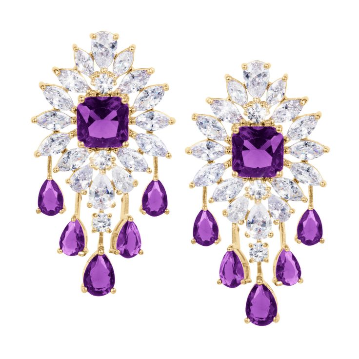 This charming collection is perfect for a special occasion. A cascade of ice white and vivid violet shimmer across your neckline and sparkle from your earlobe. Just over 80 carats of these delightful gems in classic cushion, pear and round cuts are handset into this piece. Finished in luxurious 18k yellow gold, adds the final touch to this superb collection. Classic Cushions, Ladies Necklace, Necklace Clasps, Yellow Gold Engagement Rings, Jewelry Making Tutorials, Final Touch, Gorgeous Earrings, Custom Engraving, Time Piece