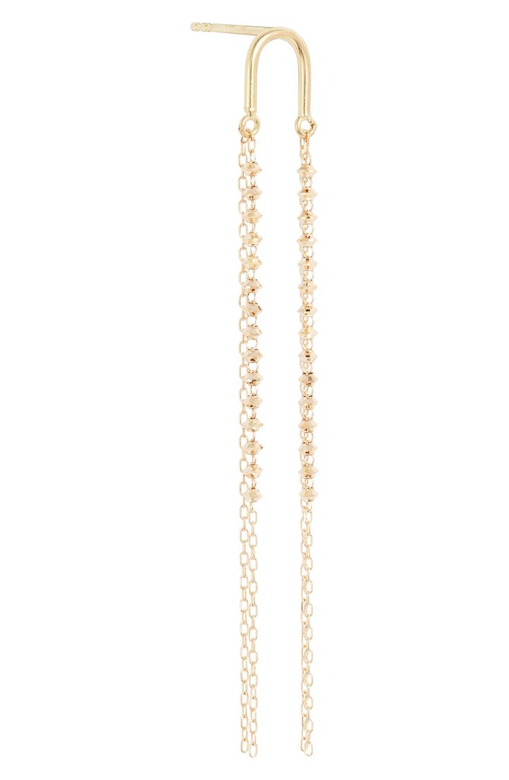 Faceted beads and slim chains glint in the light as they swing below your lobes in these 18-karat-gold drop earrings. Style Name:Poppy Finch Arch Shimmer Drop Earrings. Style Number: 6281041. Gold Linear Earrings With Delicate Chain For Formal Events, Formal Gold Linear Earrings With Delicate Chain, Elegant Yellow Gold Linear Earrings With Delicate Chain, Elegant Gold Linear Earrings With Cable Chain, Yellow Gold Drop Earrings With Adjustable Chain, Elegant Gold Earrings With Double Chain, Gold-plated Long Drop Linear Earrings With Adjustable Chain, Formal Linear Earrings With Delicate Chain And Long Drop, Evening Long Drop Linear Earrings With Adjustable Chain