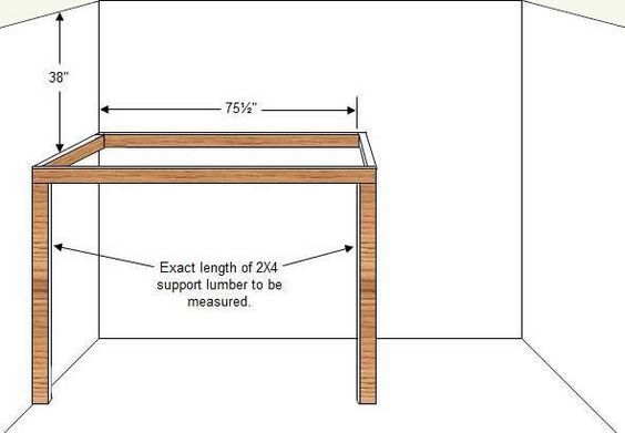 an image of a table with measurements for the top and bottom section, including two legs