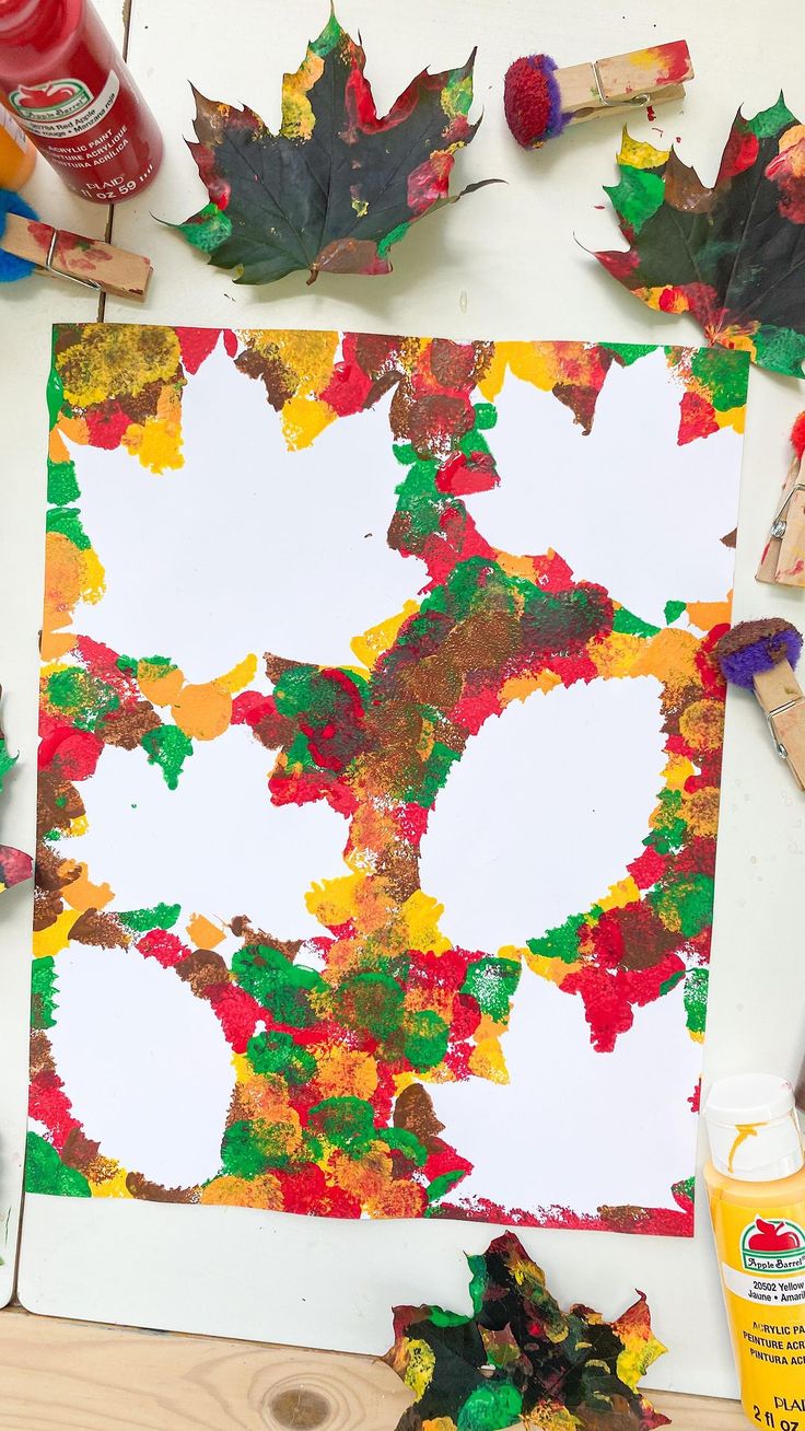 fall leaf art project for kids using acrylic paint