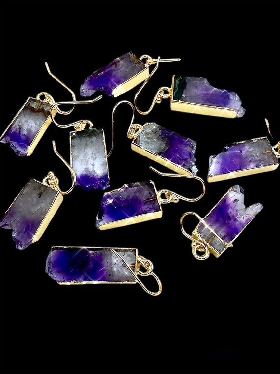 Purple Amethyst Spiritual Earrings, Spiritual Amethyst Purple Earrings, Spiritual Purple Amethyst Earrings, Purple Amethyst Gemstone Crystal Earrings, Amethyst Gemstone Crystal Drop Earrings, Amethyst Gemstone Crystal Earrings For Jewelry Making, Amethyst Crystal Earrings For Jewelry Making, Healing Amethyst Earrings With Natural Stones, Gold Amethyst Gemstone Crystal Earrings