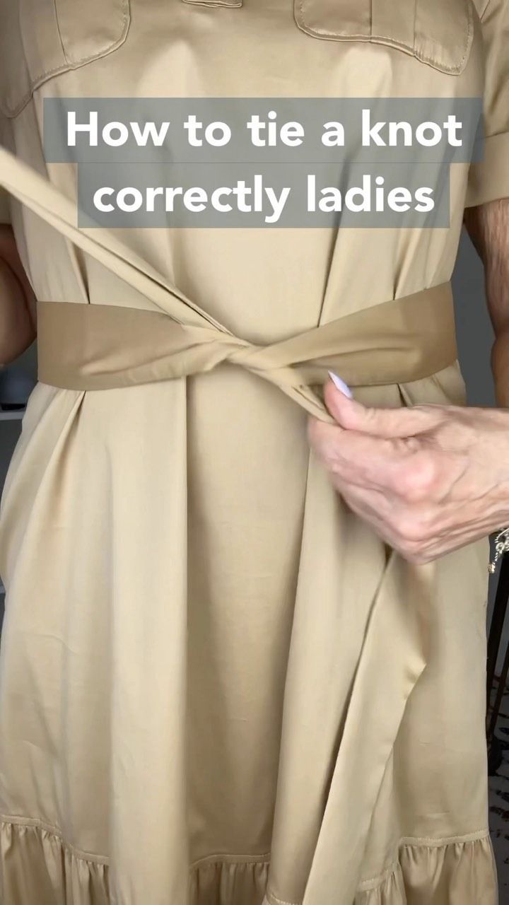 Sheree Frede | Style tip….Ladies here is a great way on how to tie a self belt into a knot that is flat and neat. #howto #howtotieaprettyknot #belthack… | Instagram How To Tie Knot In Dress, Tie A Knot In A Dress, How To Tie A Belt Knot, Tie A Dress Knot, Knot On Dress, How To Tie A Dress, How To Tie Dress, Freaking Out The Neighborhood, How To Tie A Belt