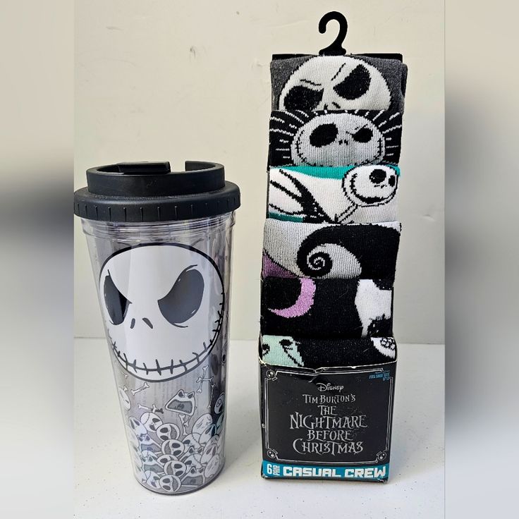 New. Disney Nightmare Before Christmas Tumbler & 6pk Crew Sock Set. In Time For Fall Fun Fashion. Compliments Many Styles And Fashions. Mix And Match Socks For Multiple Combinations Of Style. Awsome Gift Idea. Nightmare Before Christmas Tumbler, Sock Set, Disney Nightmare Before Christmas, Christmas Tumbler, Crew Sock, Christmas Tumblers, Fun Fashion, Casual Socks, Fall Fun