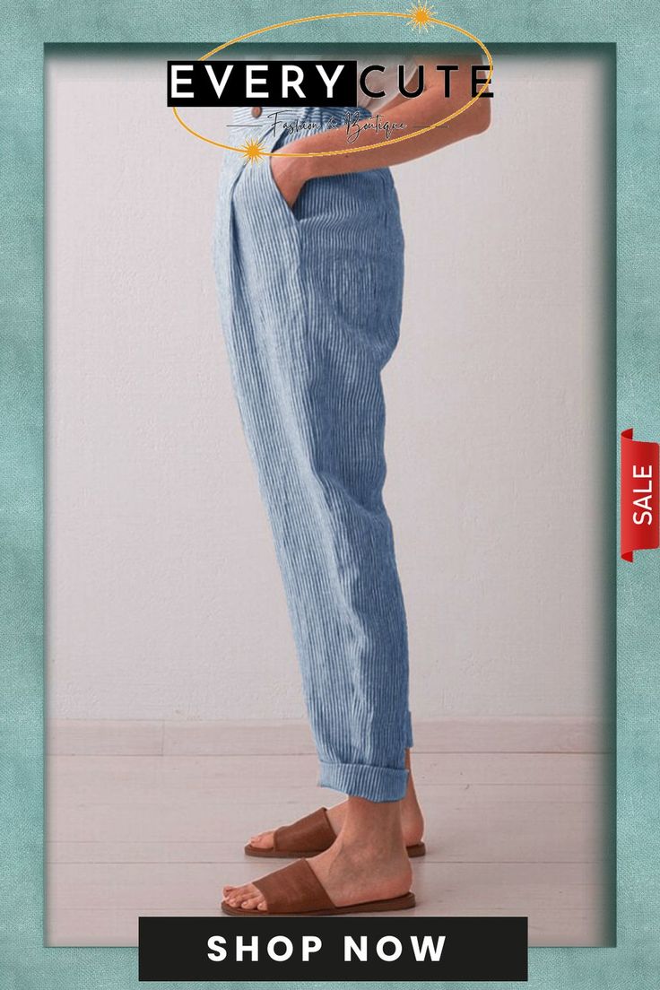 Women's Simple Button Design Loose Pocket Casual Pants Loosely Fitted Washed Blue Pants With Pockets, Button Design, Pocket Design, The Picture, Casual Pants, Shop Now, Pants, Design