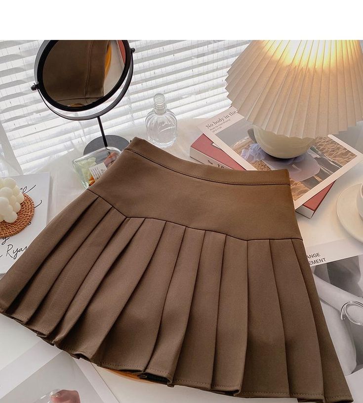 Style: commuting Size: S M L XL Color: gray, black, coffee Cafes Aesthetic, High Waist Pleated Skirt, High Waisted Pleated Skirt, High Waist Skirt, Korean Casual, College Fashion, Ruffle Skirt, Makeup Kit, Slim Waist