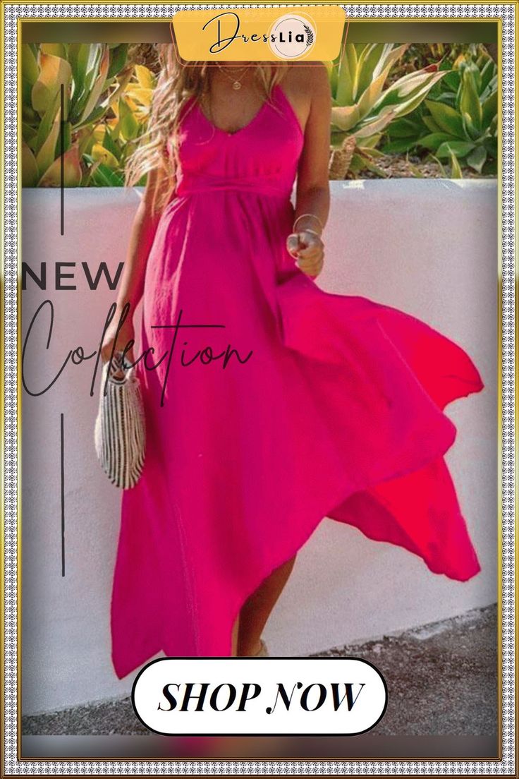 Bright Pure Color Irregular Backless Dress Summer A-line Maxi Dress For Date Night, Chic Asymmetrical Dress For Spring Vacation, Chic Summer Maxi Dress With Asymmetrical Hem, Chic High-low Hem Maxi Dress For Brunch, Chic Asymmetrical Maxi Dress For Summer, Chic Maxi Dress With Asymmetrical Hem For Summer, Fitted High-low Hem Maxi Dress For Vacation, Spring Brunch High-low Hem Maxi Dress, Spring Asymmetrical Midi Dress