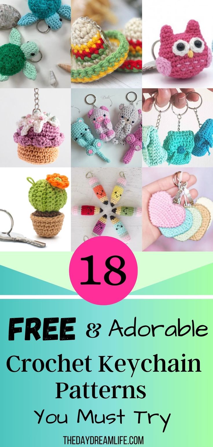 Charm in Your Pocket: 18 Cute and Free Crochet Keychain Patterns You'll Love Key Fob Crochet Free Pattern, Easy Crochet Keychain Ideas, Crochet Mini Keychain Free Pattern, Crochet Key Rings Free Pattern, Crochet Backpack Charms, Small Keychain Crochet, Mini Keychain Crochet, Cute Crochet Keychain Patterns, Simple Crochet Keychain