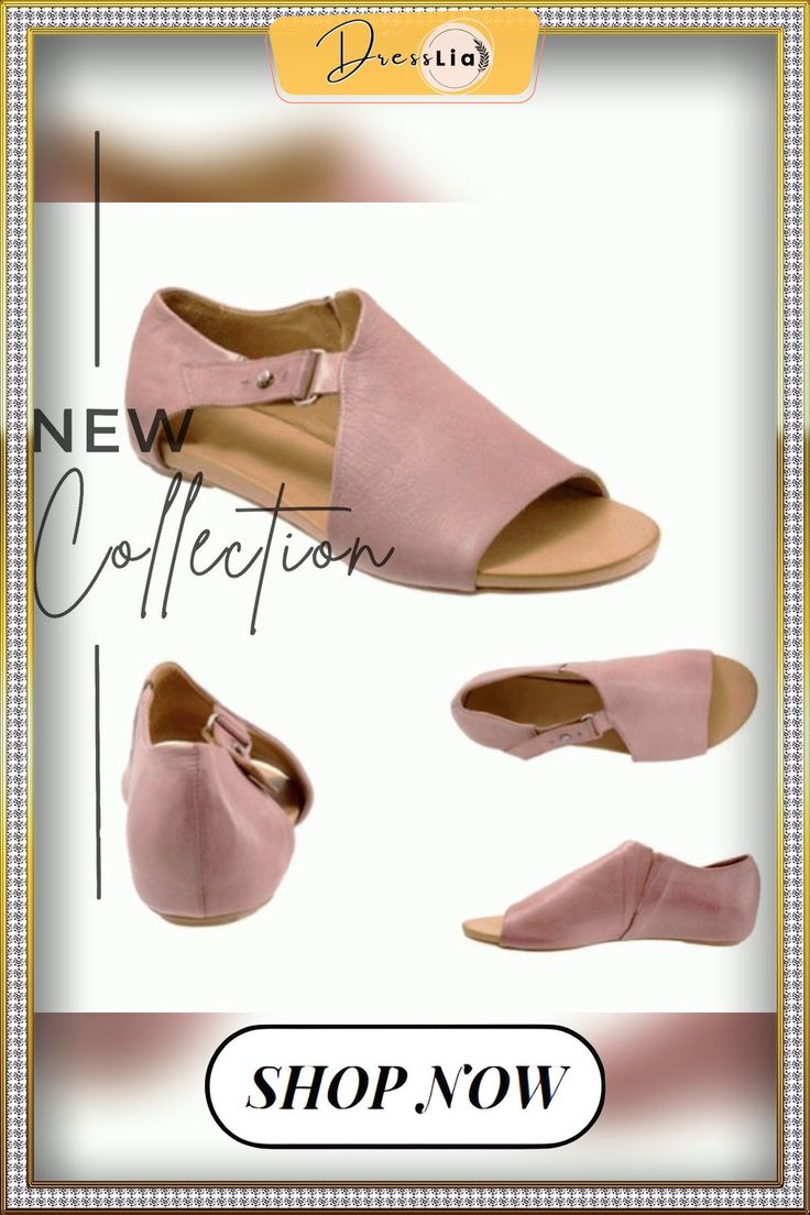 Plus Size Fashion Women's Leather Flat Sandals Buckle Strap Slippers Fish Mouth Shoes Casual Fish Mouth Sandals For Spring, Flat Sandals With Buckle Closure, Flat Sandals With Buckle Closure Medium Width, Flat Sandals With Buckle Closure And Medium Width, Summer Open Toe Slingback Sandals Medium Width, Summer Open Toe Slingback Sandals, Summer Open Toe Sandals Medium Width, Casual Fish Mouth Sandals For Vacation, Pink Open Toe Wedge Sandals