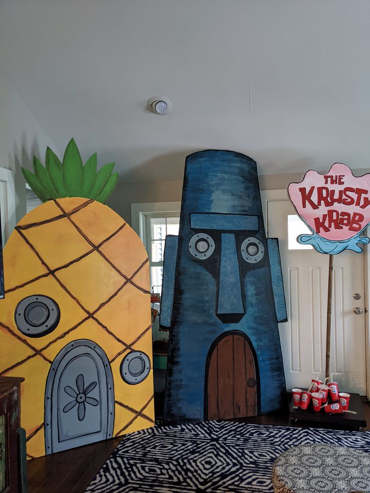 the kids'room is decorated with pineapples and other decorations