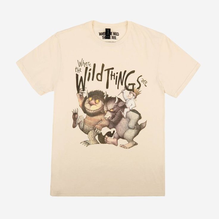 Take on casual days in style with the Men's Where The Wild Things Are Short Sleeve Graphic T-Shirt - Beige. The t-shirt is crafted from midweight fabric to keep you moving through the day in comfort, while the short sleeve, pullover style makes for easy wear. It's tailored, featuring a classic crewneck for on-trend style. Just pair this tee with your favorite trousers to complete the look. Outdoor Cotton T-shirt With Front Print, Outdoor Cotton T-shirt With Graphic Print, Cotton Graphic Print T-shirt For Outdoor, Outdoor Funny Print Crew Neck Tops, Funny Print Crew Neck Top For Outdoor, Outdoor Crew Neck Tops With Funny Print, Outdoor Cotton T-shirt With Funny Print, Cotton T-shirt With Funny Print For Outdoor, Outdoor Cotton T-shirt With Graphic Design