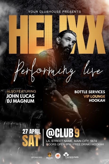 the flyer for helwy performing live