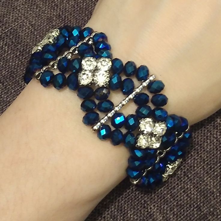 Cuff Bracelet 4 Strand Stretch Cuff Bracelet, Beaded Bracelet, Diamond Cut Beads, Fashion Bracelet Nicole Color Blue Size 6" Gift Wrapped Nwt Perfect Condition No Damages Sold Separately Blue Beaded Bracelets With Spacer Beads For Party, Blue Round Beads Bracelets For Party, Blue Beaded Stretch Bracelet For Party, Elegant Blue Beaded Bracelets With Faceted Beads, Blue Beaded Bracelets For Weddings, Elegant Blue Beaded Bracelet With Faceted Beads, Blue Beaded Bracelets For Party, Blue Crystal Beaded Bracelets, Blue Round Bead Bracelets For Weddings