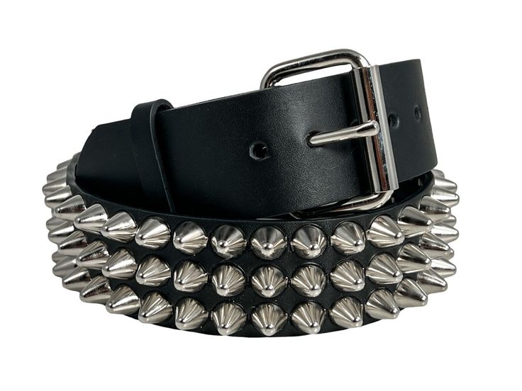 Cone Studded UK77 1/2" Leather Punk Goth 70's Retro Belt 3 Row Thrash Metal | eBay Scene Belt, Punks 70s, Cone Head, Metal Clothing, Belt Leather, Thrash Metal, 70s Retro, Punk Goth, Genuine Leather Belt