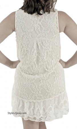 Anita Vintage Victorian Antique Lace Tunic In White Fitted Ruffle Crochet Top, Stretch Sleeveless Lace Top With Delicate Lace, Stretch Sleeveless Lace Top With Delicate Detail, Lace Tops With Crochet Trim For Layering, Stretch Sleeveless Lace Top, Summer Stretch Lace Top For Layering, Summer Stretch Lace Top, Lace Crochet Top With Lace Trim For Layering, Sleeveless Cotton Lace Top With Crochet Trim