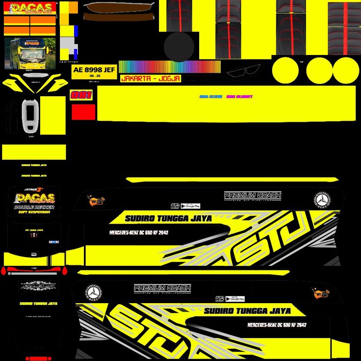 the yellow and black decals are all different colors