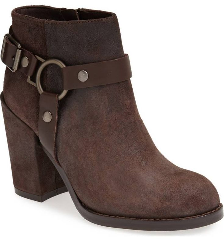 ASH Women's •Falcon•  Harness Ankle Bootie - Brown Leather - ShooDog.com Luxury Brown Moto Boots With Rubber Sole, Luxury Heeled Boots With Wrapped Heel And Round Toe, Luxury Brown Leather Booties, Luxury Rugged Leather Shoes With Round Toe, Luxury Rugged Ankle Moto Boots, Luxury Rugged Suede Moto Boots, Luxury Leather-sole Moto Ankle Boots, Luxury Leather Moto Ankle Boots, Leather Ankle Boots Mahogany