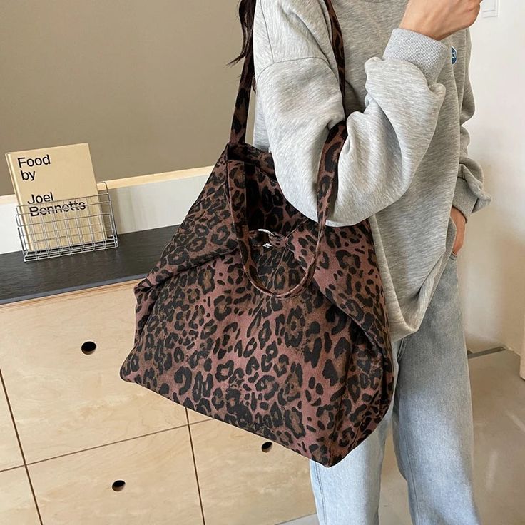 TAVIMART - 2 Sets Casual Tote Bags Large Capacity Cloth Shoulder Bags For Women Leopard Travel Bag Designer Lady Underarm Bag Brand Sac Size Big Size Bag (Width)48cm * (Height)40cm * (Thickness)21cm Small Size Bag (Width)28cm * (Height)23cm * (Thickness)7cm Note: 1 Inch=2.54 CM; 1 CM=0.39 Inch, Due to different batches, Brown Large Capacity Shoulder Bag, Brown Shoulder Bag With Large Capacity, Trendy Brown Canvas Shoulder Bag, Brown Large Capacity Canvas Satchel Bag, Large Capacity Brown Shoulder Bag For Daily Use, Brown Large Capacity Hobo Bag For Daily Use, Large Capacity Brown Hobo Bag For Daily Use, Casual Brown Handheld Canvas Bag, Brown Handheld Canvas Bag With Large Capacity