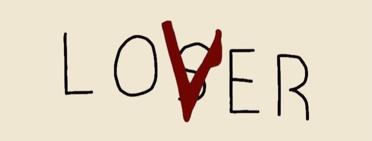 the word lover written in black and red ink on a white background with an arrow