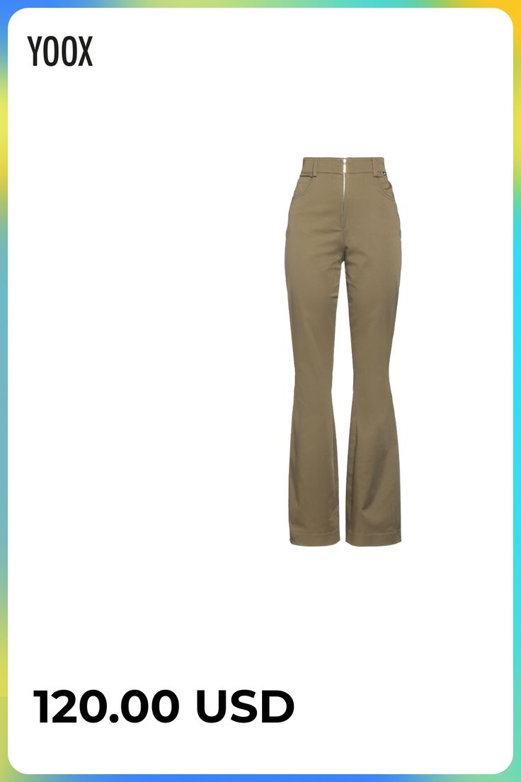 plain weave, brand logo, solid color, high waisted, flared cut, comfort fit, zipper closure, multipockets, stretch, pants , Color: Military green , Size: 4 Wide Leg Bottoms For Workwear With Zip Fly, Wide Leg Workwear Bottoms With Zip Fly, Chic High-waisted Bottoms With Zip Fly, Fitted Wide-leg Bottoms, Modern Fitted Pants With Zipper Closure, High-waist Cotton Pants With Zipper Closure, High Waist Cotton Pants With Zipper Closure, Modern Bottoms With Zipper Closure For Spring, Trendy Workwear Bottoms With Zip Fly